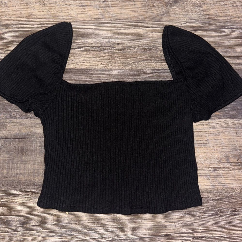 H&M Elegant Black Ribbed Women's Top